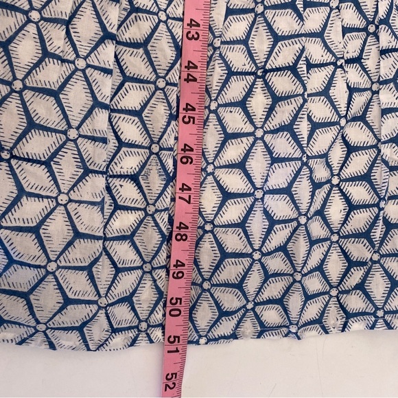 Madison Mathews || Lia Cotton Block Printed Maxi Dress Blue White Large NWT - Picture 8 of 10